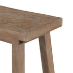 33" Acacia Wood Saddle Seat Bench - Angled Frame, Antique Brown Finish, 220 lb Capacity, Entryway, Dining, or Living Room Bench