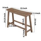 33" Acacia Wood Saddle Seat Bench - Angled Frame, Antique Brown Finish, 220 lb Capacity, Entryway, Dining, or Living Room Bench