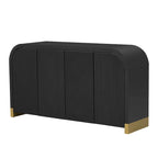 Modern dark walnut TV stand with adjustable shelves - made of pine wood and MDF, 59.8 inches tall, suitable for use as a TV cabinet in a study, living room, or entryway.