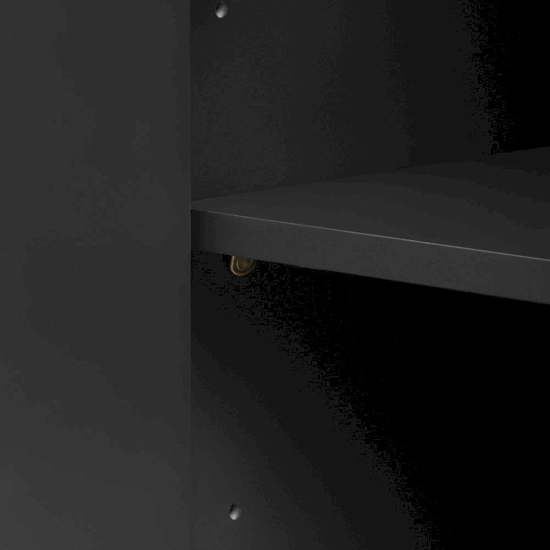 Modern dark walnut TV stand with adjustable shelves - made of pine wood and MDF, 59.8 inches tall, suitable for use as a TV cabinet in a study, living room, or entryway.