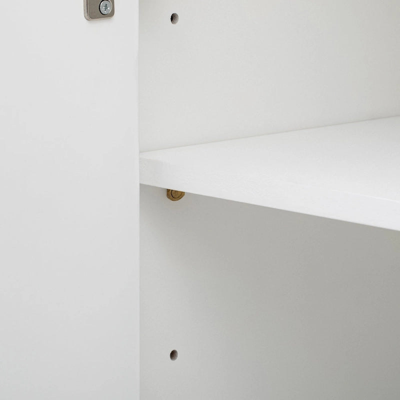 Modern dark walnut TV stand with adjustable shelves - made of pine wood and MDF, 59.8 inches tall, suitable for use as a TV cabinet in a study, living room, or entryway.