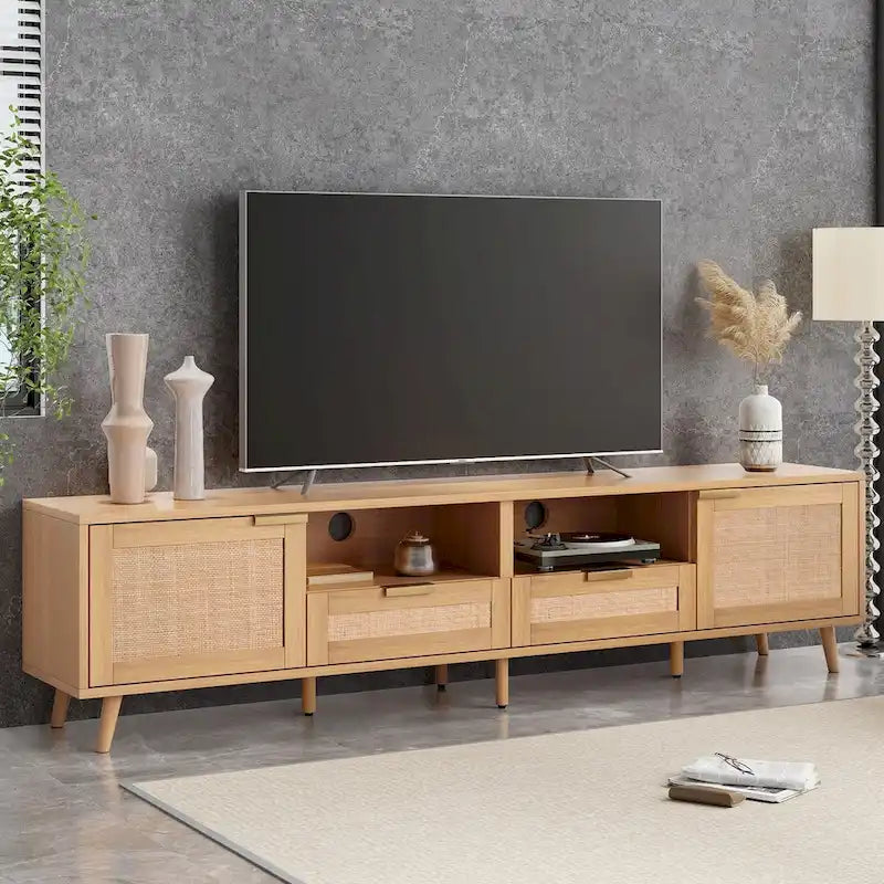 Modern Farmhouse Media Console with Solid Wood Legs