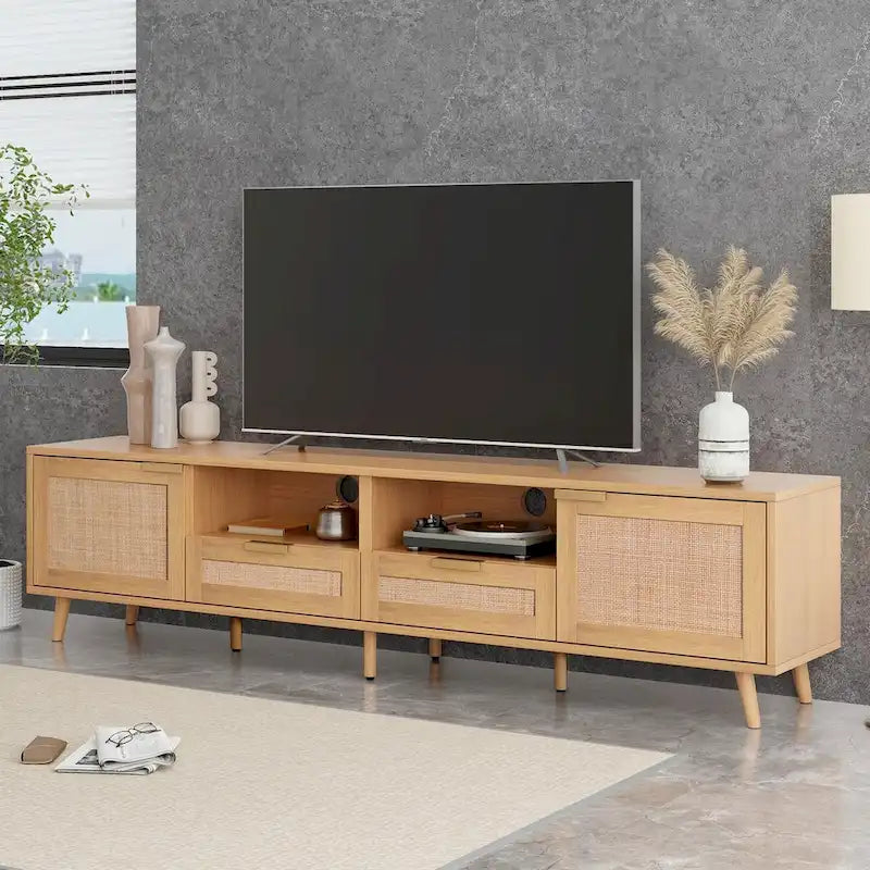 Modern Farmhouse Media Console with Solid Wood Legs