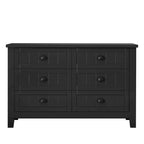 Farmhouse Black Solid Wood Entryway Storage Cabinet with 6 Drawers - 47.3" Long, 160 lb Capacity, Rustic Organizer for Hallway or Living Room
