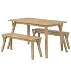 55" Solid Pine Wood Dining Set with Bench - Corona Table & Bench, Natural Finish, 29.92" Height, Easy Assembly for Kitchen