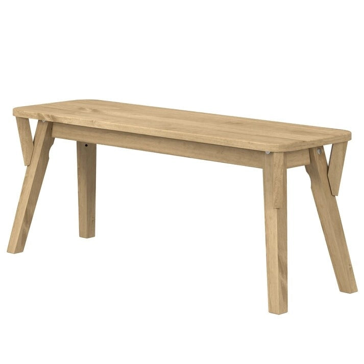 55" Solid Pine Wood Dining Set with Bench - Corona Table & Bench, Natural Finish, 29.92" Height, Easy Assembly for Kitchen