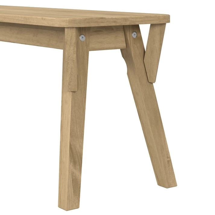 55" Solid Pine Wood Dining Set with Bench - Corona Table & Bench, Natural Finish, 29.92" Height, Easy Assembly for Kitchen