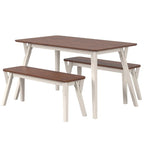 55" Solid Pine Wood Dining Set with Bench - Corona Table & Bench, Natural Finish, 29.92" Height, Easy Assembly for Kitchen