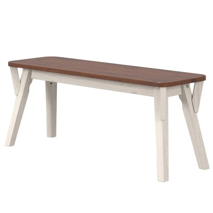 55" Solid Pine Wood Dining Set with Bench - Corona Table & Bench, Natural Finish, 29.92" Height, Easy Assembly for Kitchen