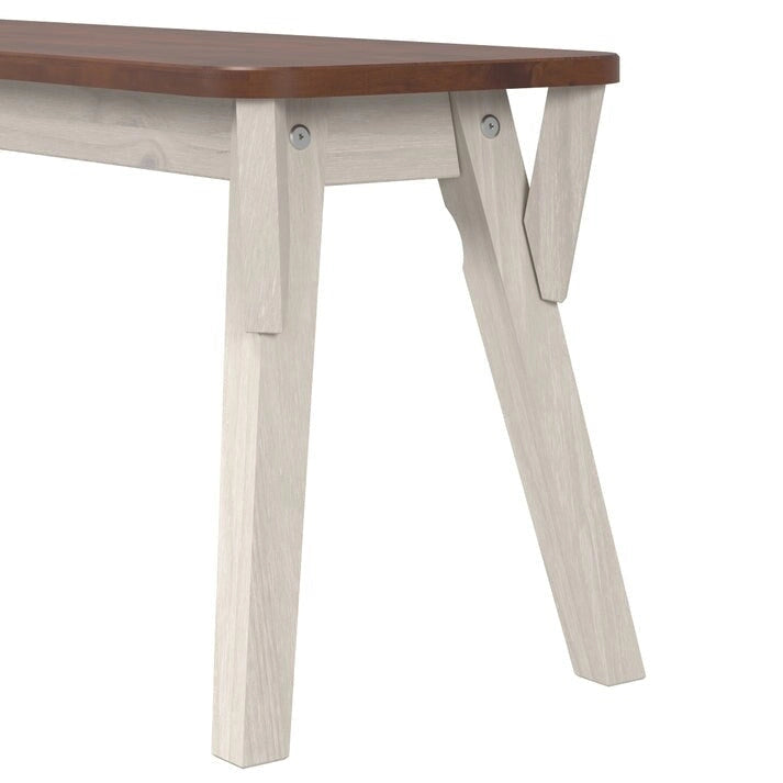 55" Solid Pine Wood Dining Set with Bench - Corona Table & Bench, Natural Finish, 29.92" Height, Easy Assembly for Kitchen