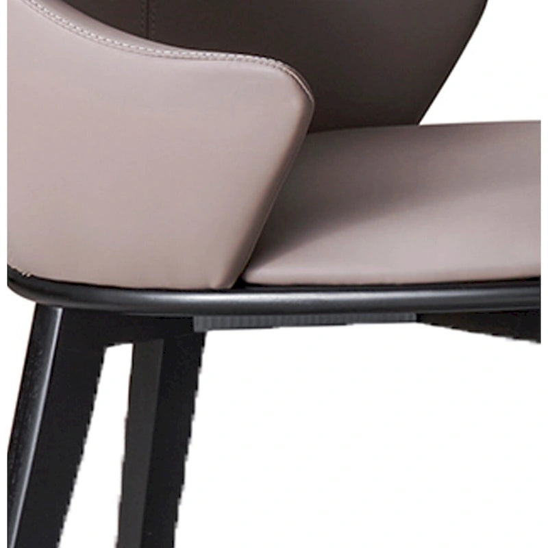 23 Inch Dining Chair Set of 2, Padded Tall Back, Beige Faux Leather