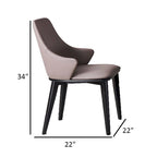 23 Inch Dining Chair Set of 2, Padded Tall Back, Beige Faux Leather