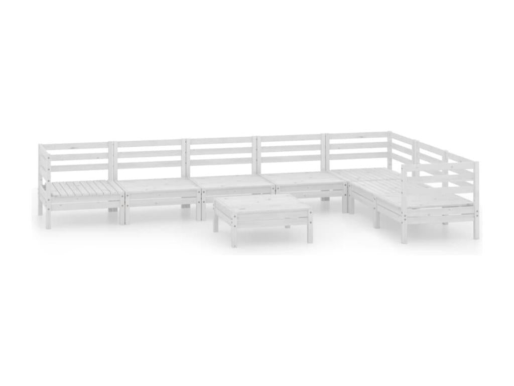 8-piece garden furniture set, solid pine wood, white, 94621ZOZX