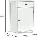 White Floor Storage Cabinet for Bathroom - 34.5" Height, Waterproof MDF, Adjustable Shelves, Anti-Tip, Drawer & Concealed Cabinet