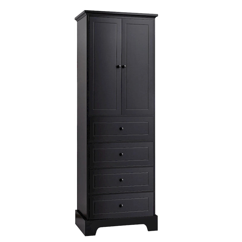 68.1" Tall Linen Cabinet with 2 Doors & 4 Drawers - Adjustable Shelves, MDF Waterproof Finish, Wall-Mounted Design for Bathroom, Bedroom, Entryway