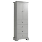 68.1" Tall Linen Cabinet with 2 Doors & 4 Drawers - Adjustable Shelves, MDF Waterproof Finish, Wall-Mounted Design for Bathroom, Bedroom, Entryway