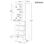 68.1" Tall Linen Cabinet with 2 Doors & 4 Drawers - Adjustable Shelves, MDF Waterproof Finish, Wall-Mounted Design for Bathroom, Bedroom, Entryway