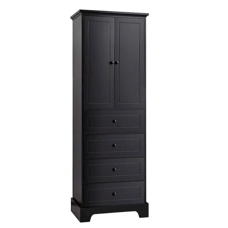 68.1" Tall Linen Cabinet with 2 Doors & 4 Drawers - Adjustable Shelves, MDF Waterproof Finish, Wall-Mounted Design for Bathroom, Bedroom, Entryway