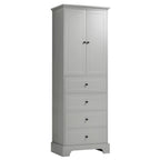 68.1" Tall Linen Cabinet with 2 Doors & 4 Drawers - Adjustable Shelves, MDF Waterproof Finish, Wall-Mounted Design for Bathroom, Bedroom, Entryway