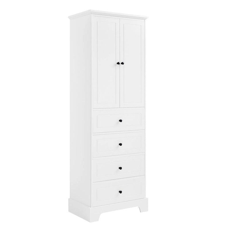 68.1" Tall Linen Cabinet with 2 Doors & 4 Drawers - Adjustable Shelves, MDF Waterproof Finish, Wall-Mounted Design for Bathroom, Bedroom, Entryway