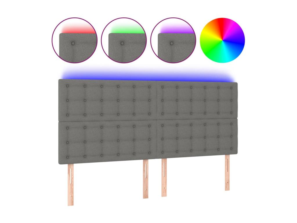 Dark Grey LED Headboard 180x5x118-128 Fabric 71687DJGY