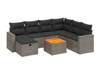 8-piece garden furniture set with grey resin wicker cushions 46789TMPM