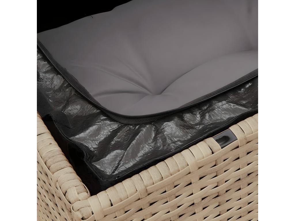 Garden furniture set with cushions, 6 pieces, méHomelumiere beige woven resin