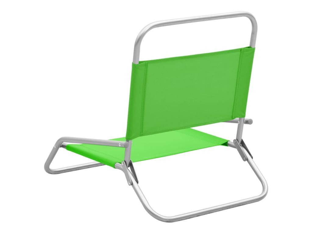 Folding Beach Chairs 2 pcs Green Fabric 37520PPCU