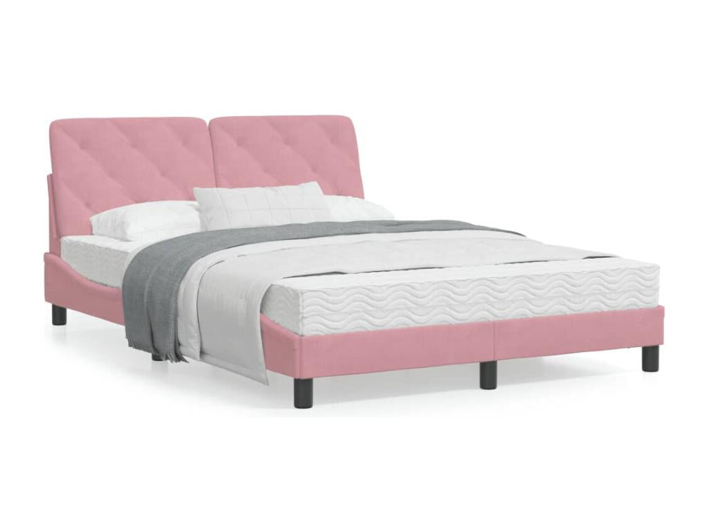 Bed frame with headboard, pink, 120x200 cm, velvet