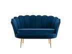 Bohometop 2-seater shell-shaped sofa in midnight blue velvet by Bohometop 10932KCVA