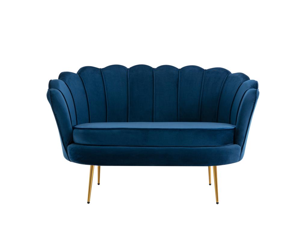 Bohometop 2-seater shell-shaped sofa in midnight blue velvet by Bohometop 10932KCVA