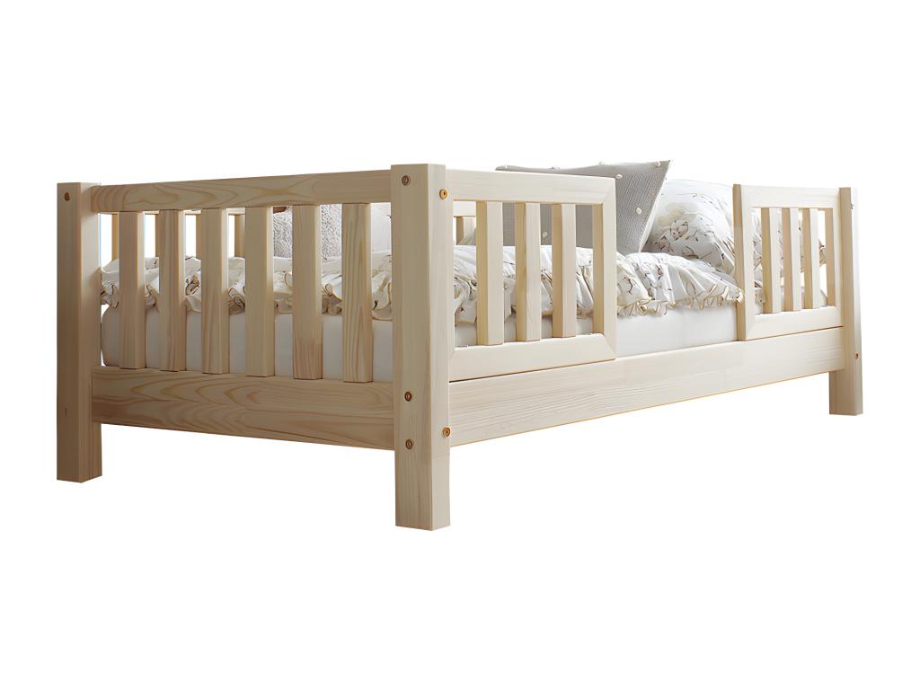90x190 cm bed with guardrails and slatted base included, 10 cm legs, Bohometop 08641XFCX