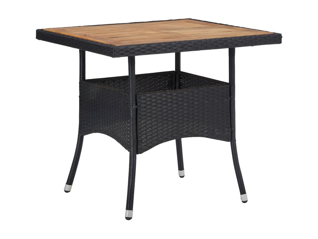 Homelumiere Premium - Outdoor Table Black Woven Resin and Solid Wood by Homelumiere