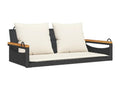 Swing chair with black cushions, 109x62x40 cm, woven resin, 23257JIAJ