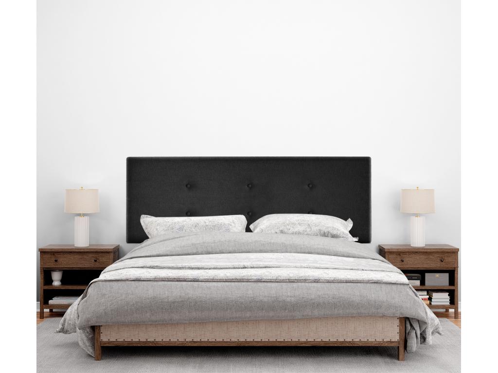 Bohometop Fabric Headboard with 2 Bohometop Buttons 145x50cm Fits 135/140cm Beds - Black 05371TXPP