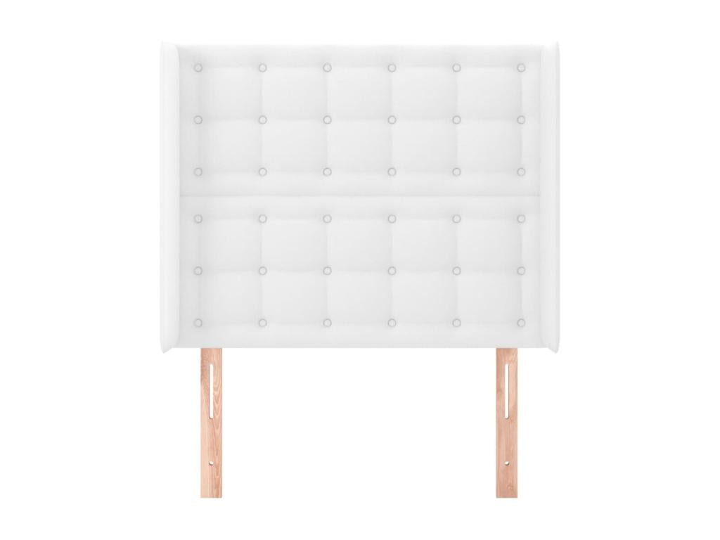 Headboard with wings, White, 103x16x118/128 cm, Faux Leather, 42946UHKO