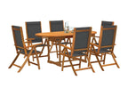 Bohometop 7-Piece Garden Dining Set, Solid Wood and Textilene 04546QXYV