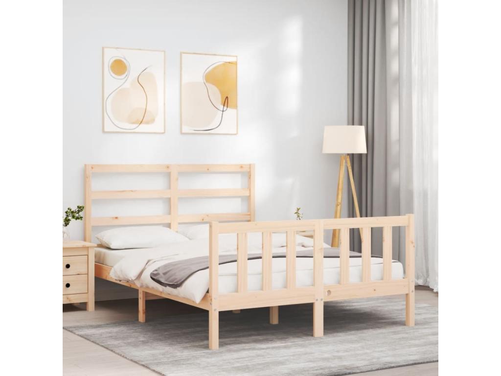 Bed frame without mattress 140x200 cm solid pine wood 57568RWTU