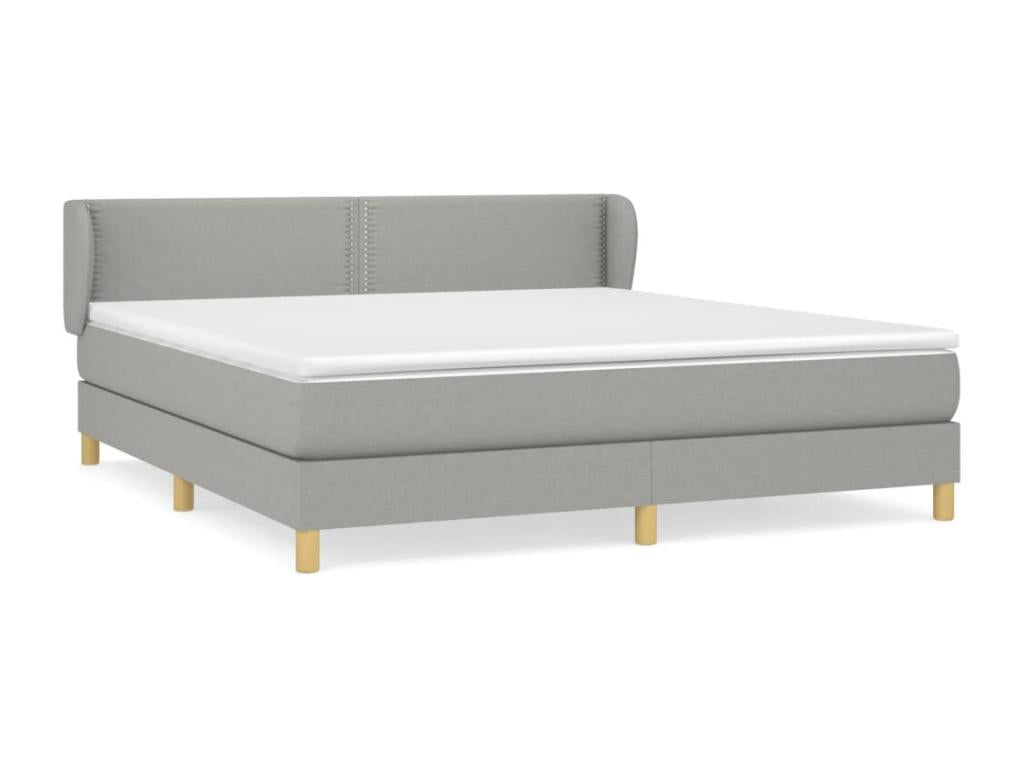 Upholstered bed base with mattress, light grey, 180x200cm, fabric 03334IEGK