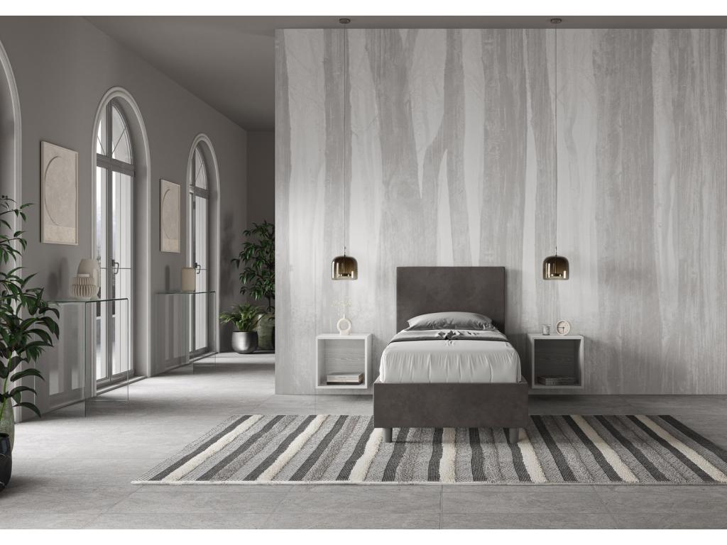 Bohometop grey microfiber bed with tufted slatted base 80x190 68003GVDS