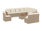 11-piece garden furniture set with beige resin wicker cushions 81309PJAB