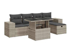 6-piece garden furniture set with light grey cushions, woven resin 51522BOWD