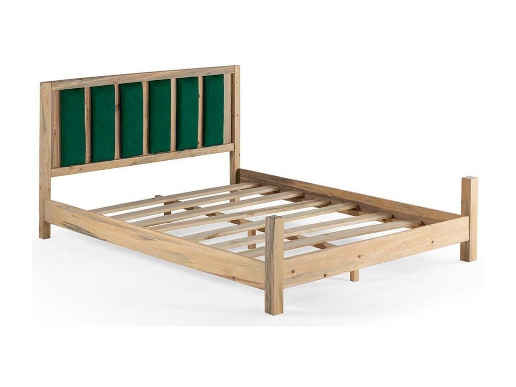 Light solid wood bed with soft fabric headboard Nidchicshop - 7 sizes - Burgundy color - 200x200 86729MARC