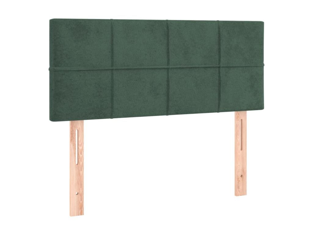 Upholstered bed base with mattress and LED lighting, dark green, 100x200 cm, velvet, 00756QPPE