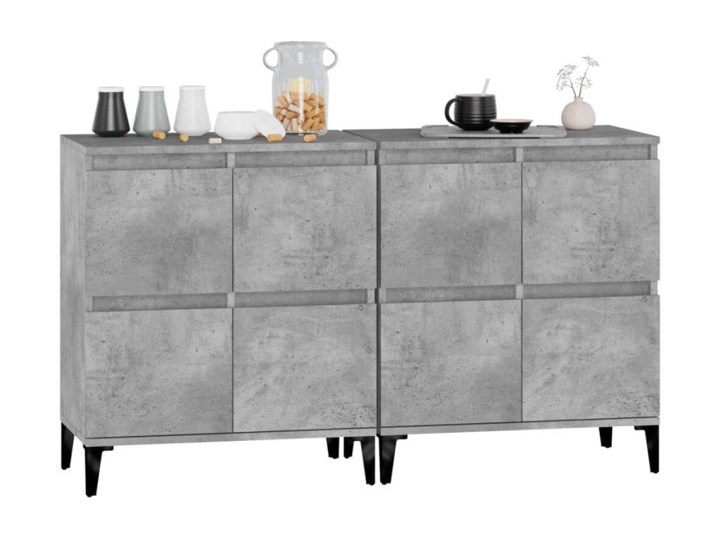 2-piece sideboard set, concrete grey, 60x35x70 cm, engineered wood, 90142XBRY