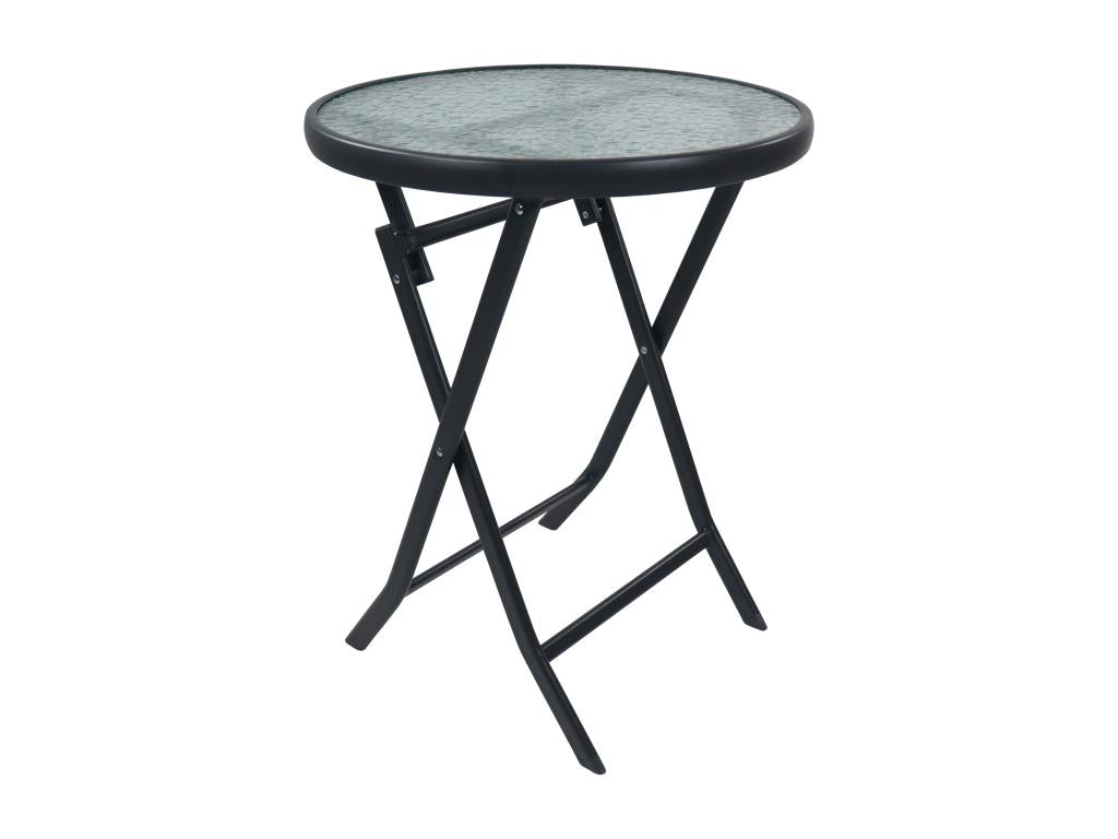 Nidchicshop round bistro table, balcony table, garden table, folding glass top, camping table, 55 cm, Nidchicshop Anthracite 94931HRRS