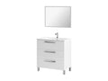 Bohometop Vanity Unit, Bathroom Cabinet with 3 Drawers and Mirror (Sink Not Included), 80x45x86 cm, Glossy White, 04340RJPN