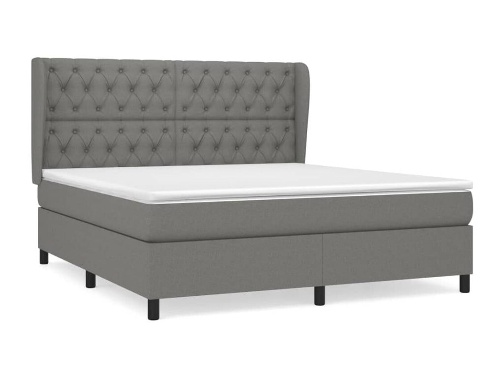 Upholstered bed base with mattress, dark grey, 160x200cm, fabric, 20299YEDR