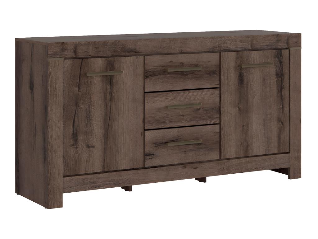 Bohometop 2-Door 3-Drawer Sideboard, Dark Wood 04524KBGP