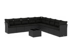 10-piece garden furniture set with cushions, black resin wicker 08591DHQW